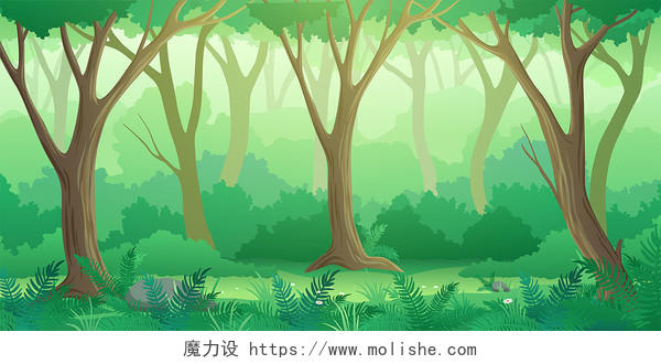 绿色小清新树林丛林草丛森林展板背景